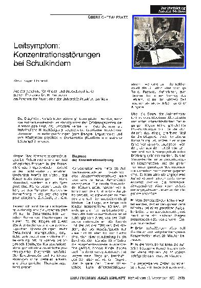 Vorschauseite 1: Leitsymptom: Konzentrationsstörungen bei Schulkindern