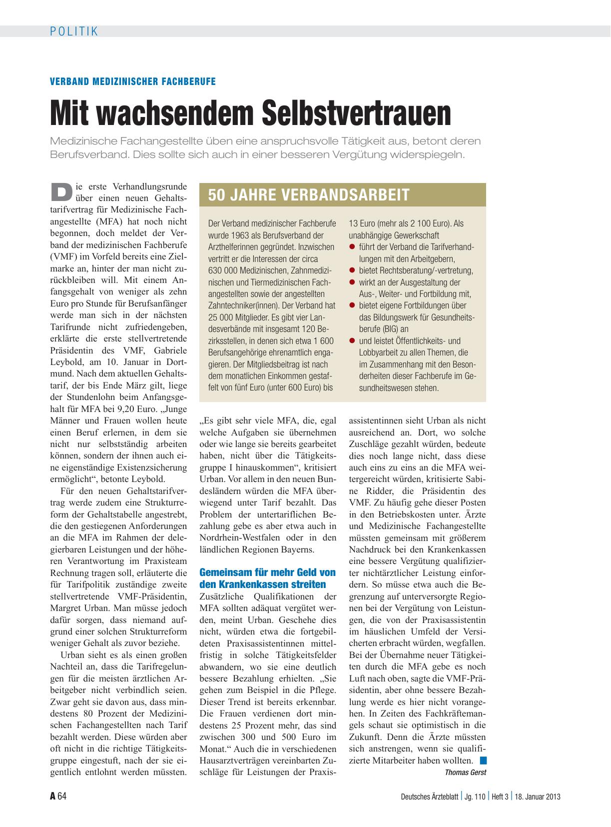 Vorschauseite 1: Verband medizinischer Fachberufe: Mit wachsendem Selbstvertrauen