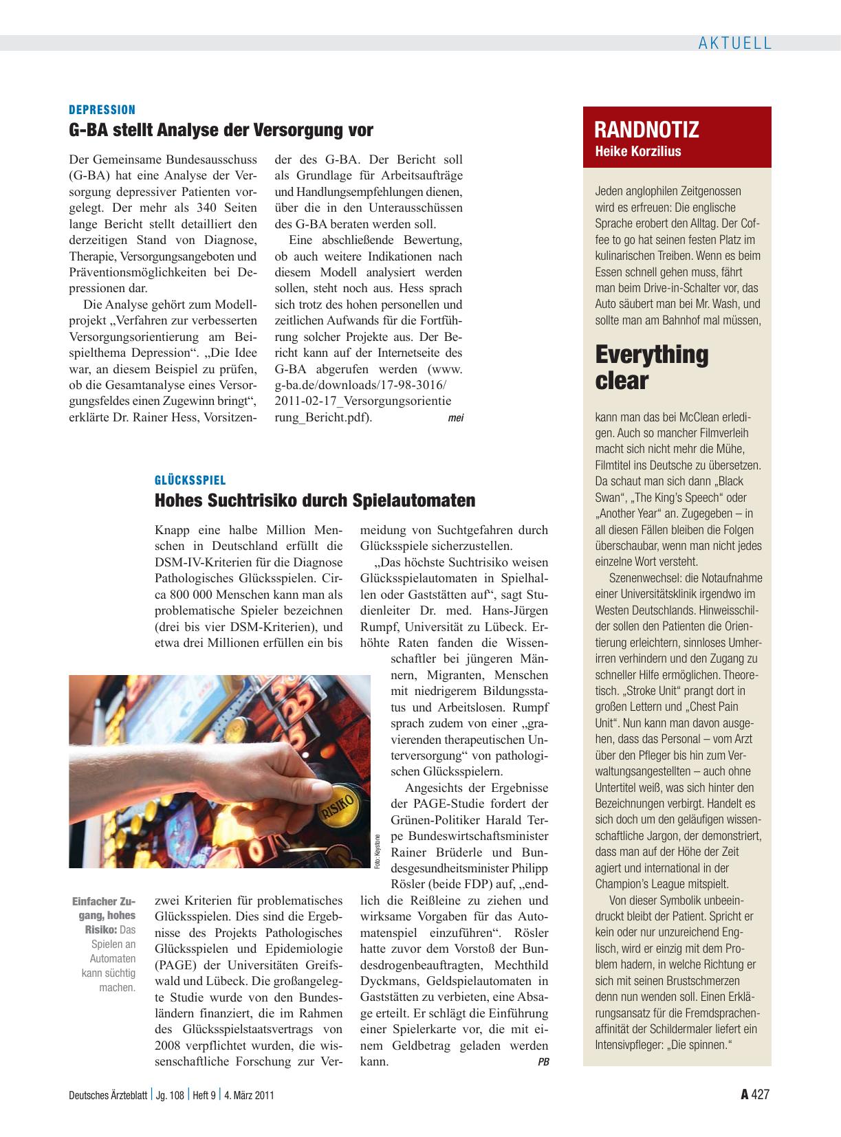 Vorschauseite 1: Depression: G-BA stellt Analyse der Versorgung vor