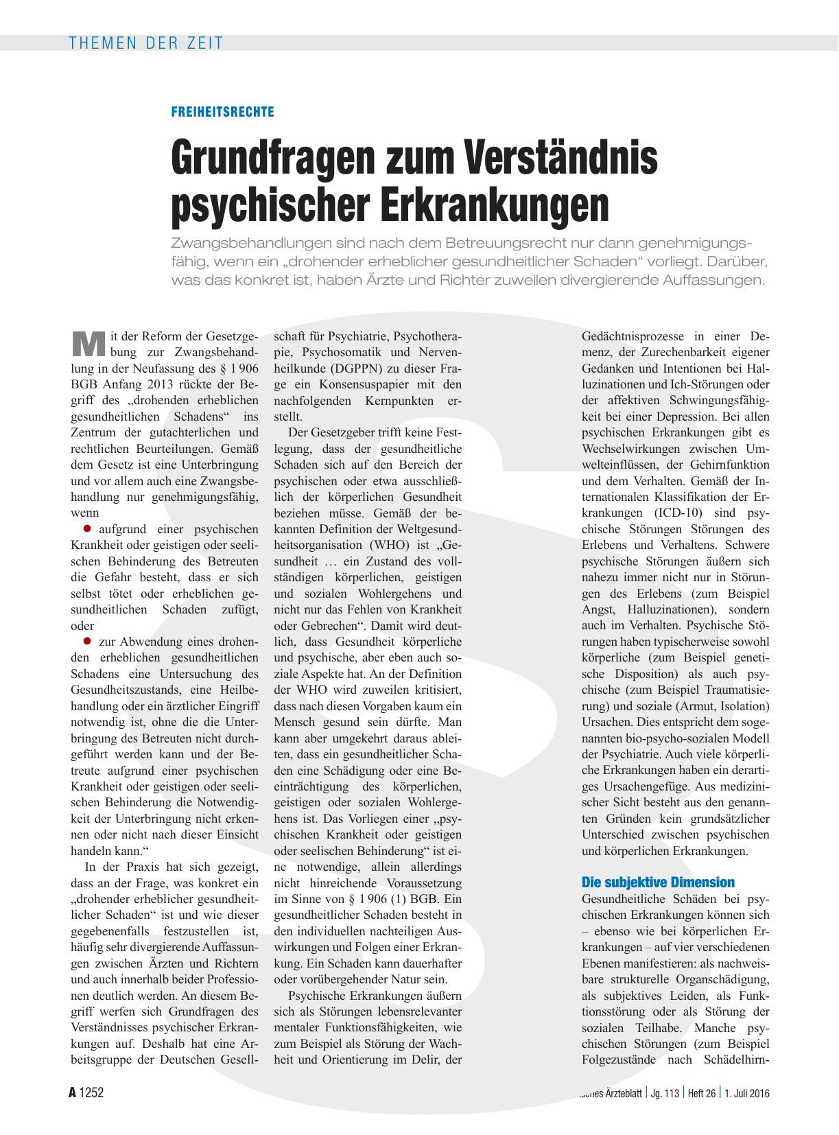 Vorschauseite 1: Freiheitsrechte: Grundfragen zum Verständnis psychischer Erkrankungen