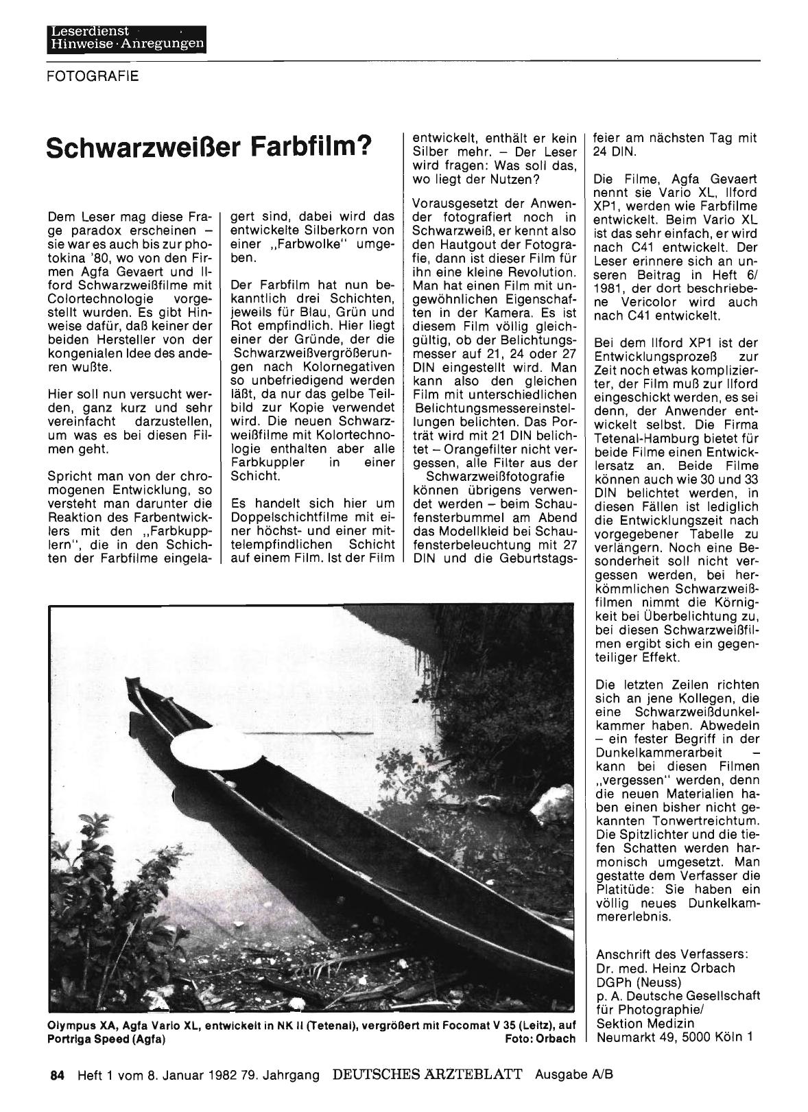 Vorschauseite 1: Schwarzweißer Farbfilm?