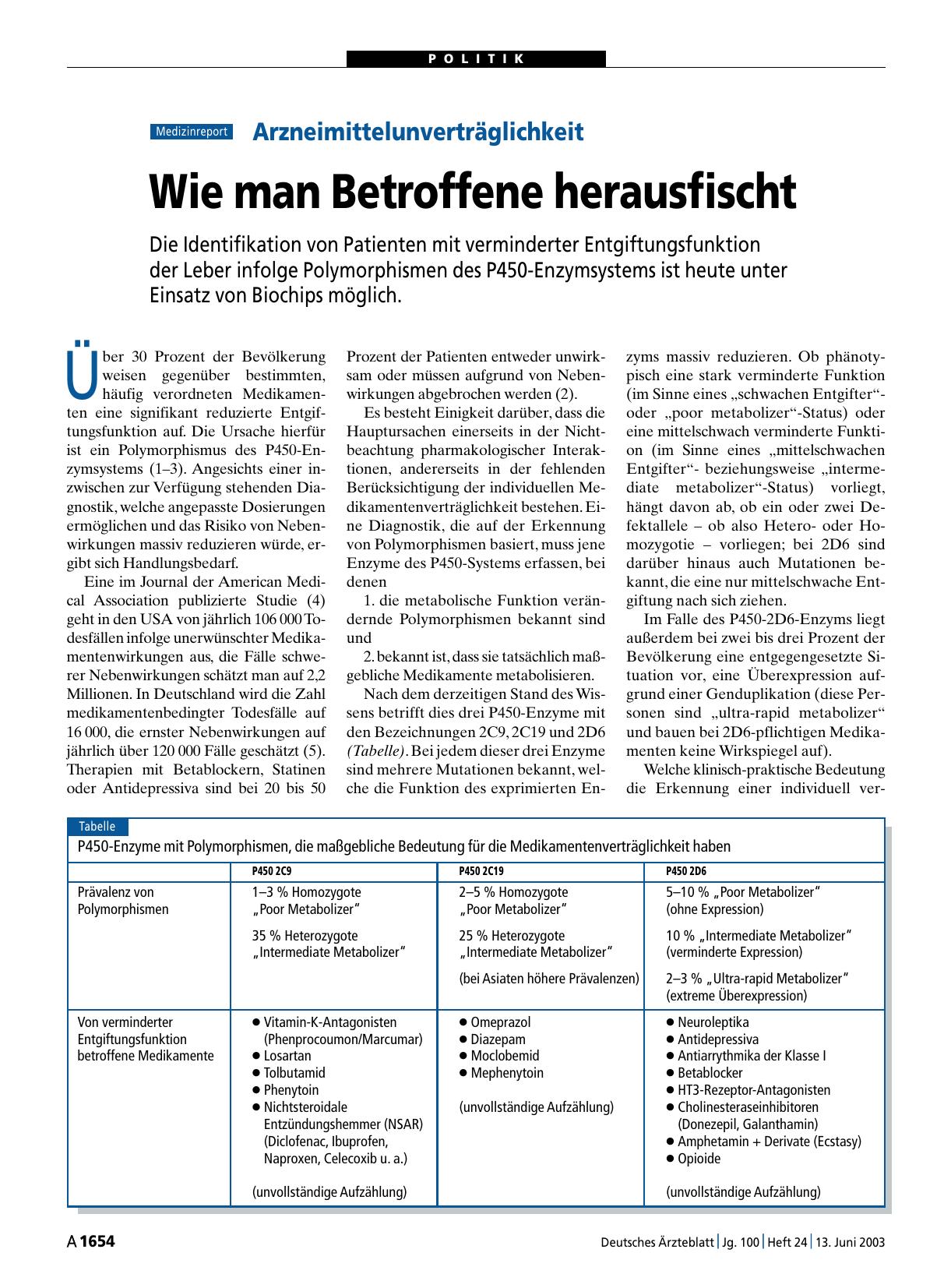 Vorschauseite 1: Arzneimittelunverträglichkeit: Wie man Betroffene herausfischt