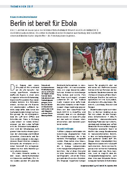 Vorschauseite 1: Neues Hochsicherheitslabor: Berlin ist bereit für Ebola