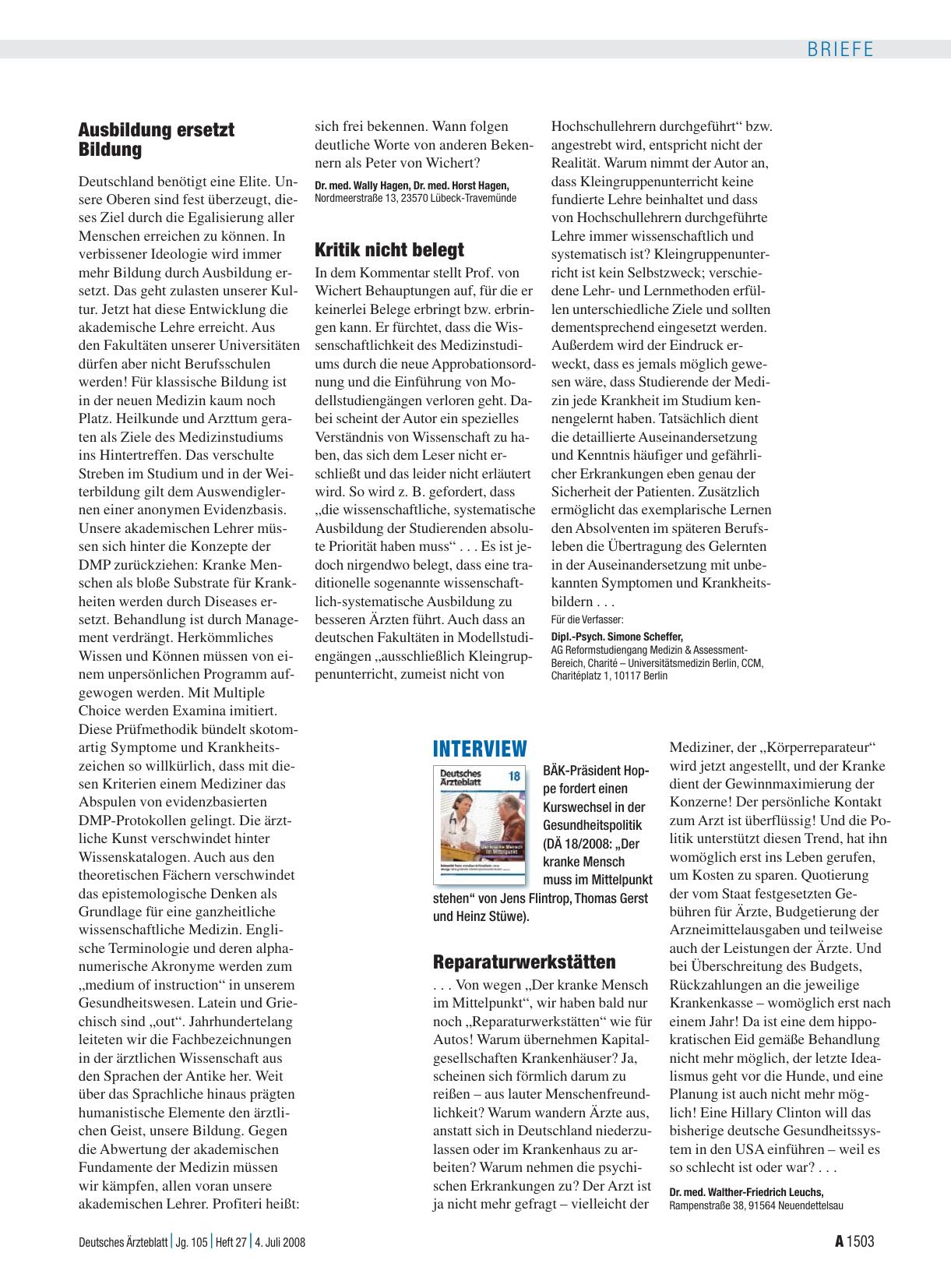 Vorschauseite 1: Hochschulen: Kritik nicht belegt