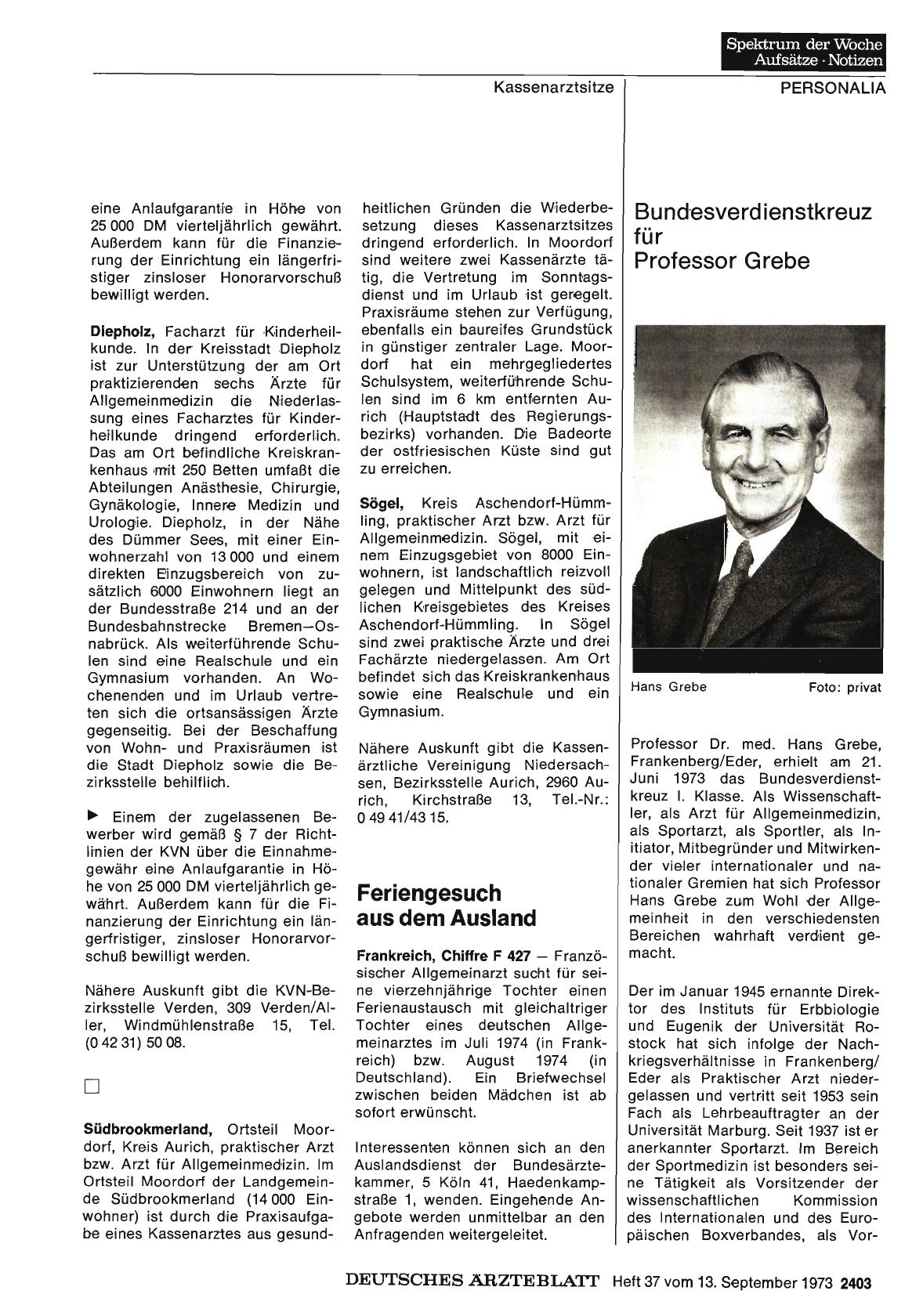 Vorschauseite 1: Bundesverdienstkreuz für Professor Grebe