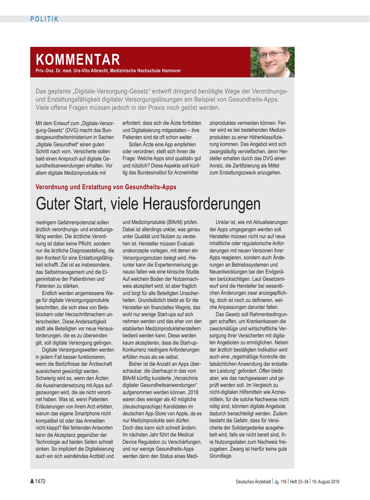 Vorschauseite 1: Verordnung und Erstattung von Gesundheits-Apps: Guter Start, viele Herausforderungen
