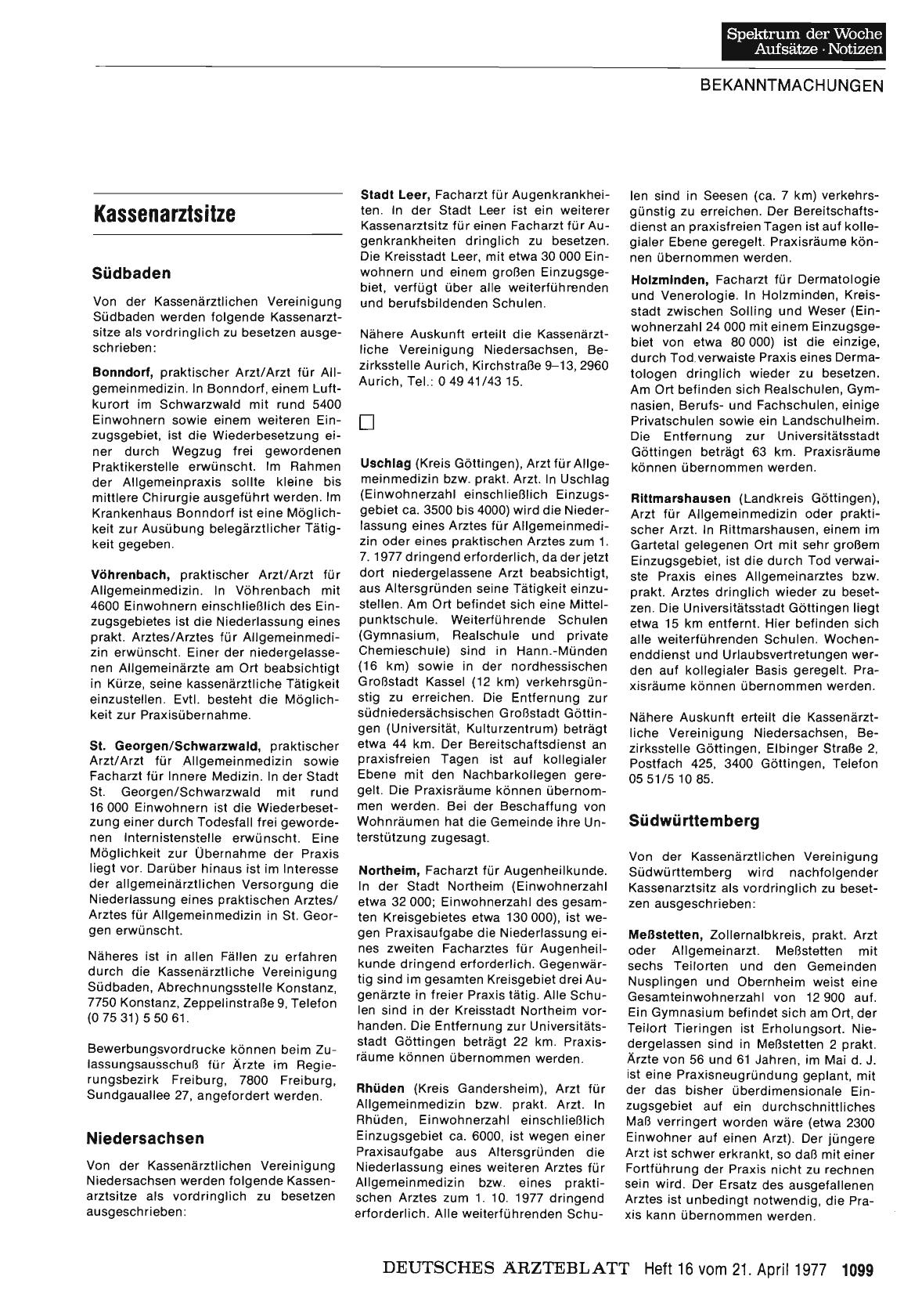 Vorschauseite 1: Kassenarztsitze