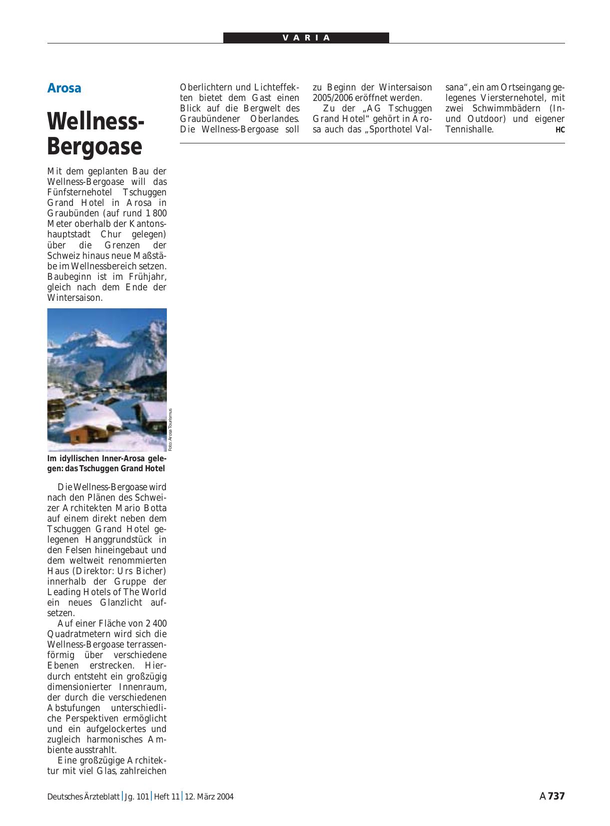 Vorschauseite 1: Arosa: Wellness-Bergoase