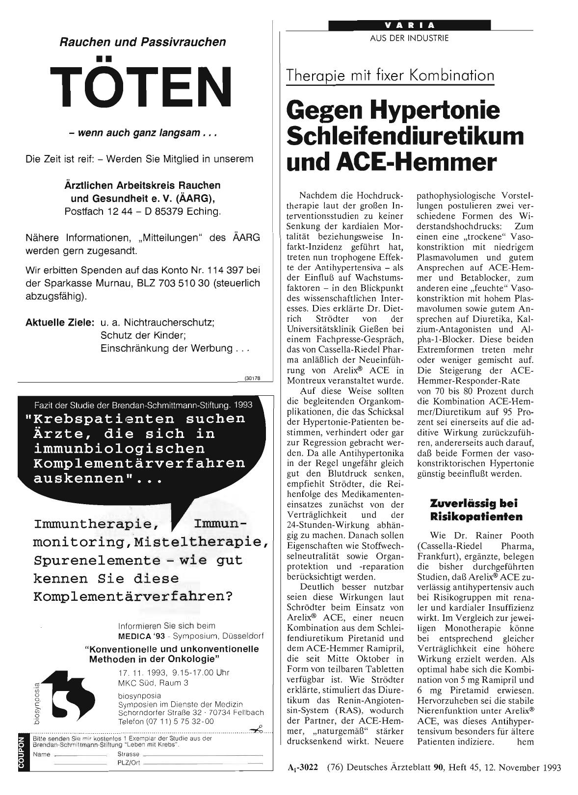 Vorschauseite 1: Therapie mit fixer Kombination Gegen Hypertonie Schleifendiuretikum und ACE-Hemmer
