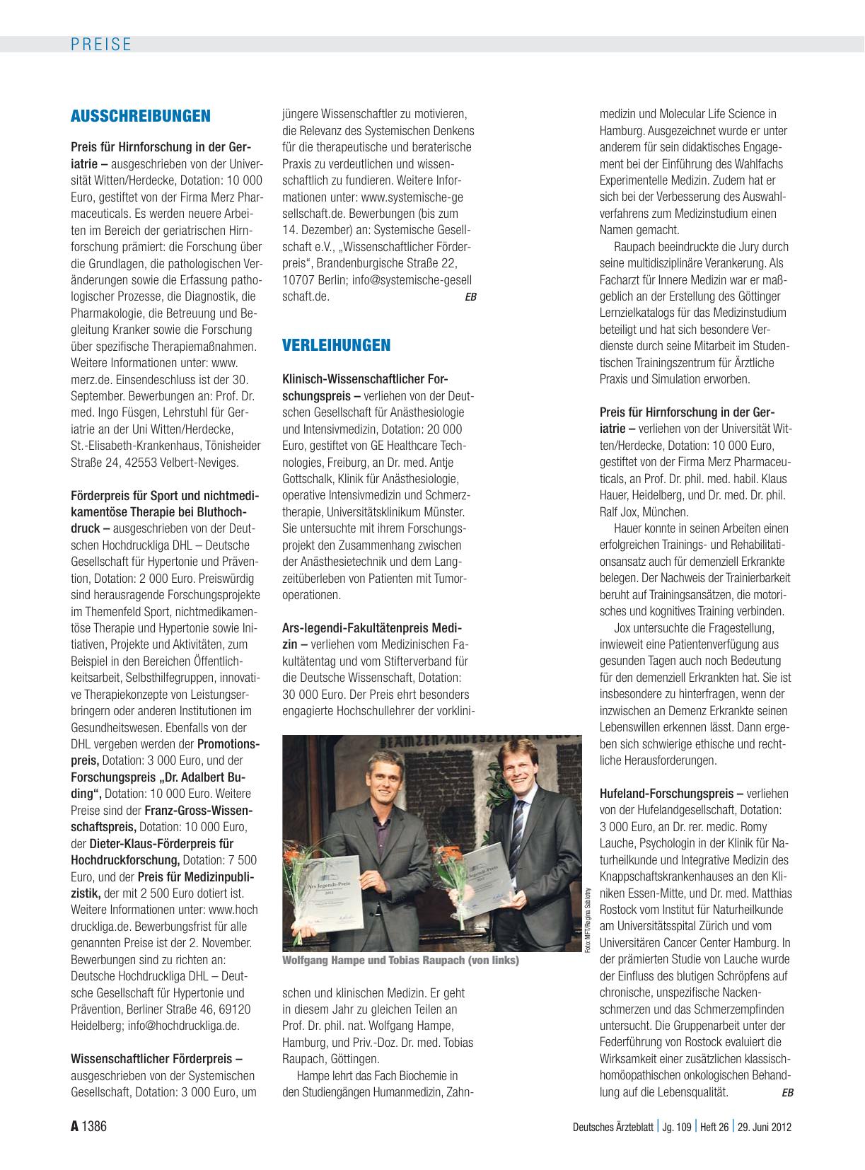 Vorschauseite 1: Verleihungen