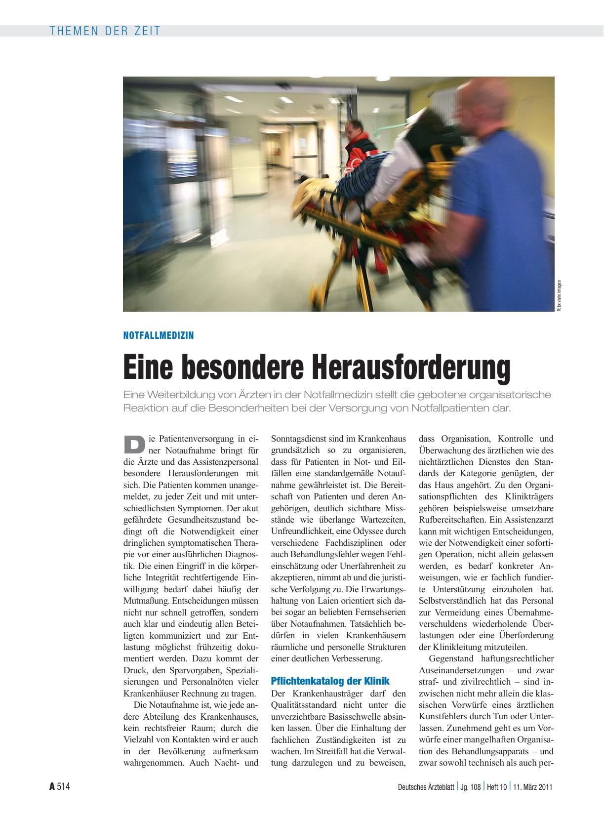 Vorschauseite 1: Notfallmedizin: Eine besondere Herausforderung