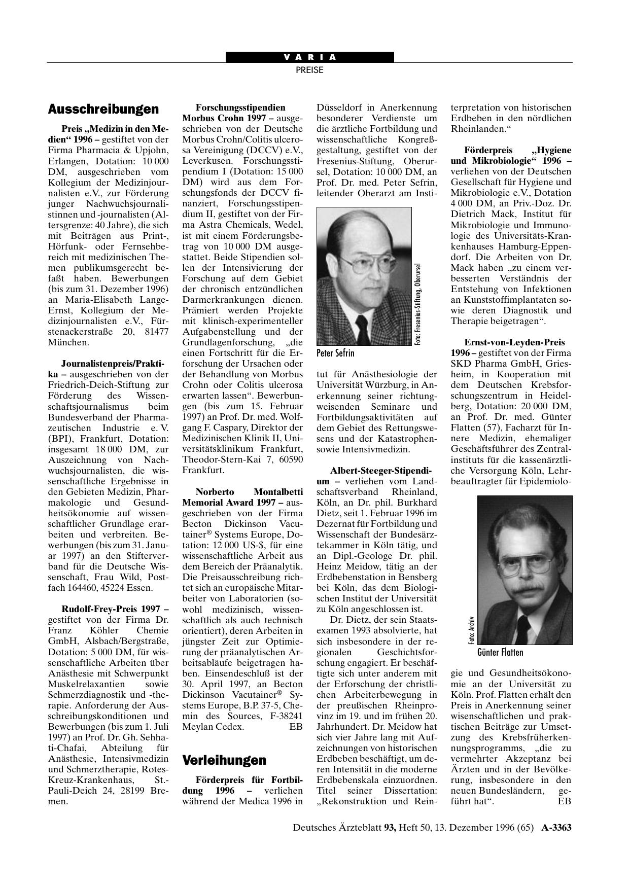 Vorschauseite 1: Verleihungen