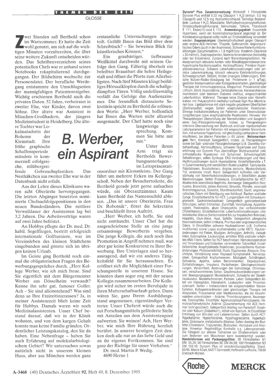 Vorschauseite 1: B. Werber, ein Aspirant