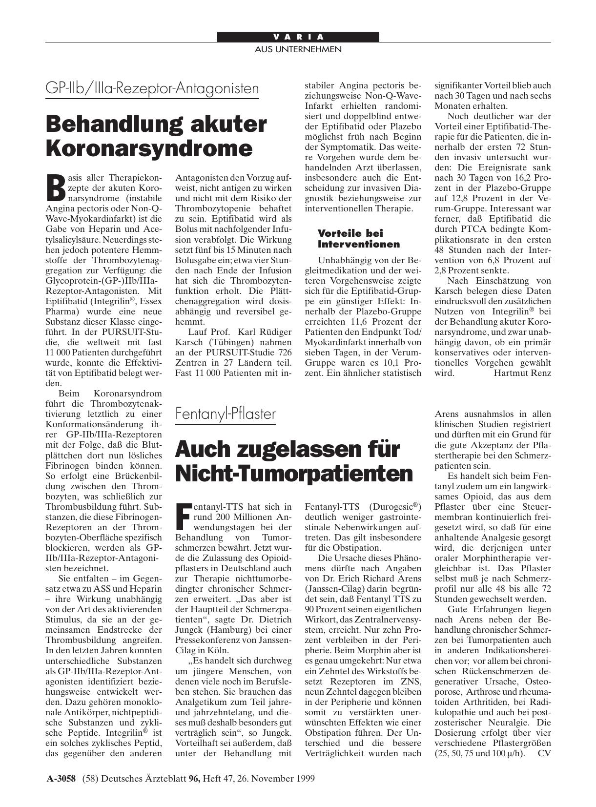 Vorschauseite 1: GP-IIb/IIIa-Rezeptor-Antagonisten: Behandlung akuter Koronarsyndrome