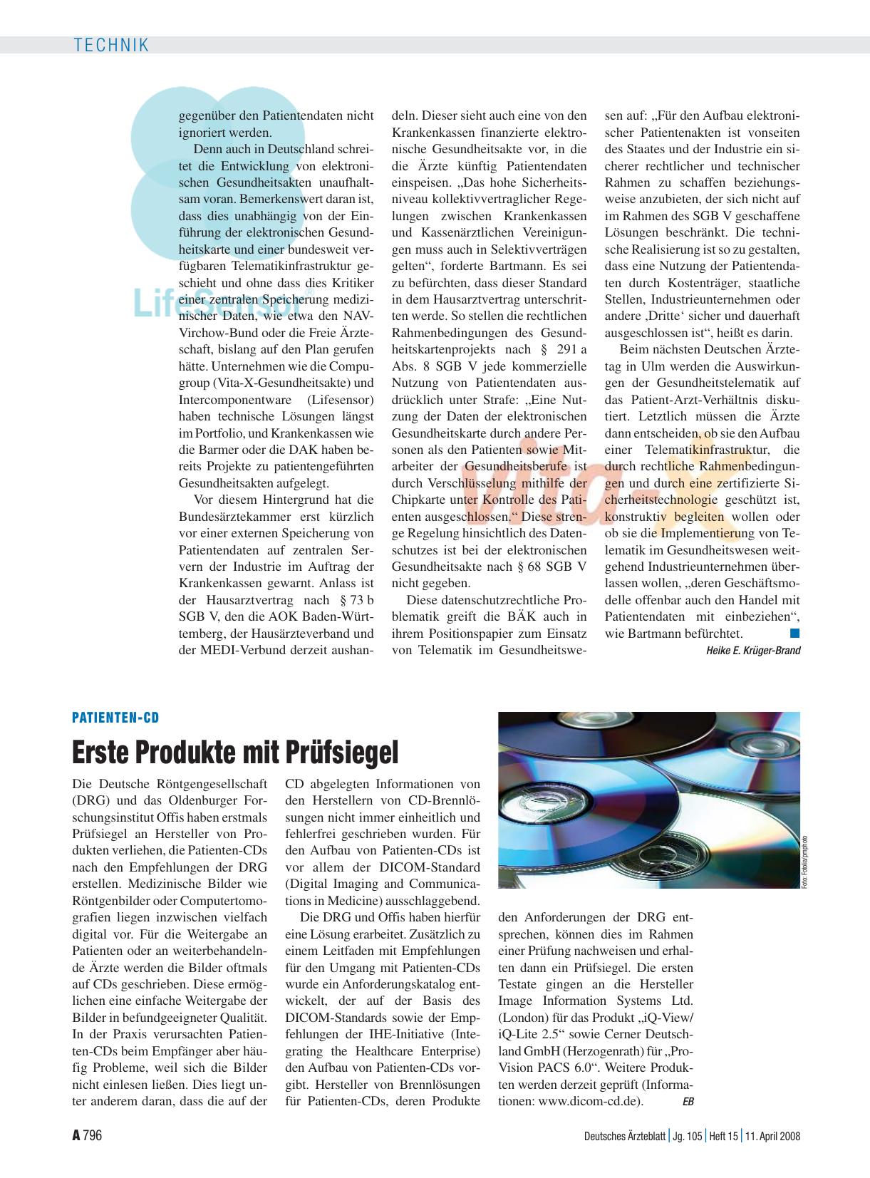 Vorschauseite 1: Patienten-CD: Erste Produkte mit Prüfsiegel