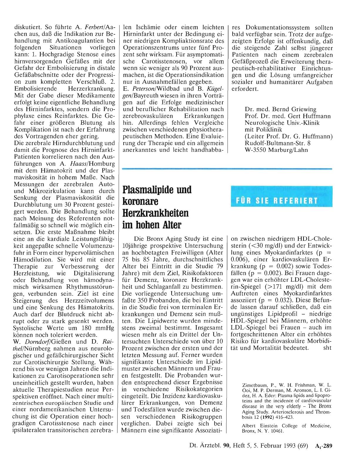Vorschauseite 1: Plasmalipide und koronare Herzkrankheiten im hohen Alter