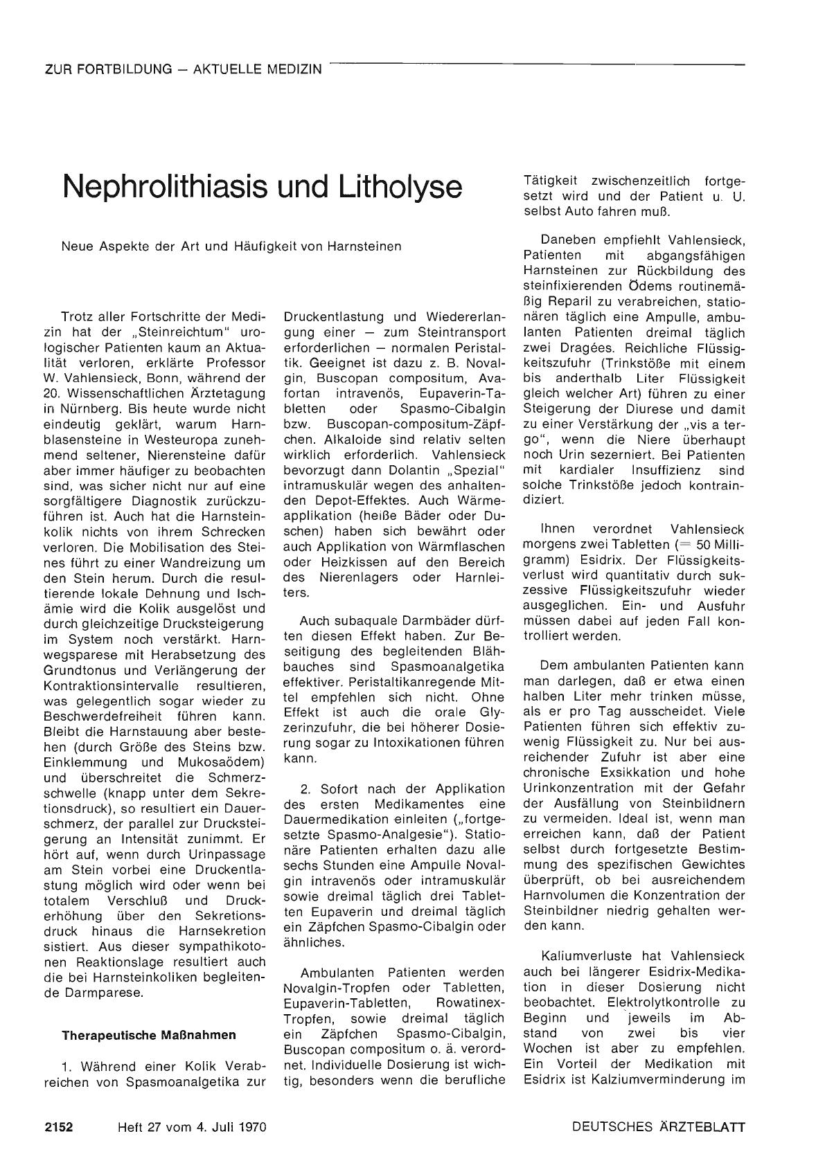 Vorschauseite 1: Nephrolithiasis und Litholyse