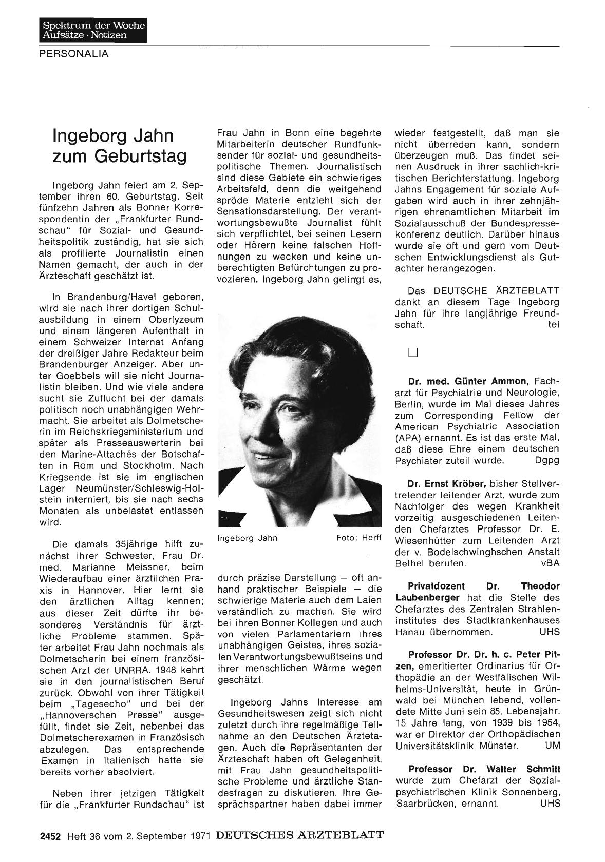 Vorschauseite 1: Dr. med. Günter Ammon / Dr. Ernst Kröber / Dr. Theodor Laubenberger / Professor Dr. Dr. h. c. Peter Pitzen / Professor Dr. Walter Schmitt