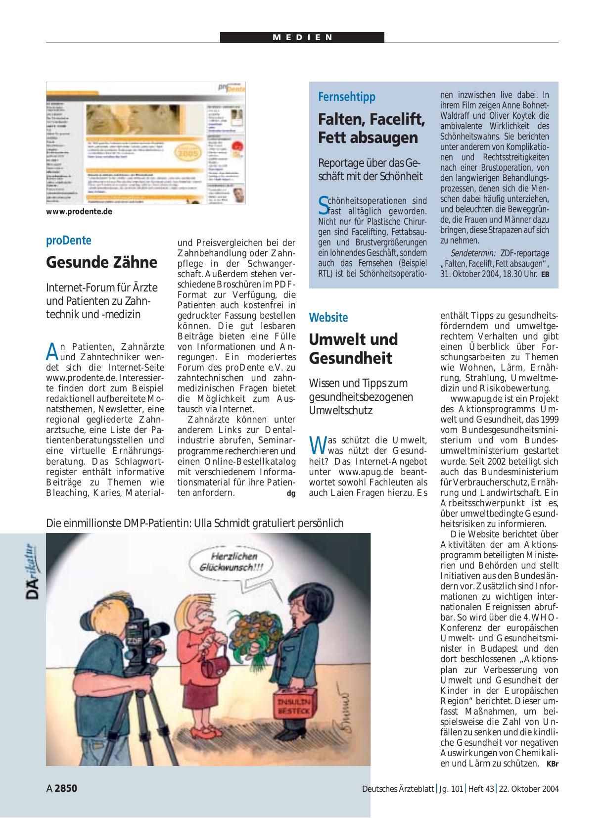 Vorschauseite 1: Fernsehtipp: Falten, Facelift, Fett absaugen