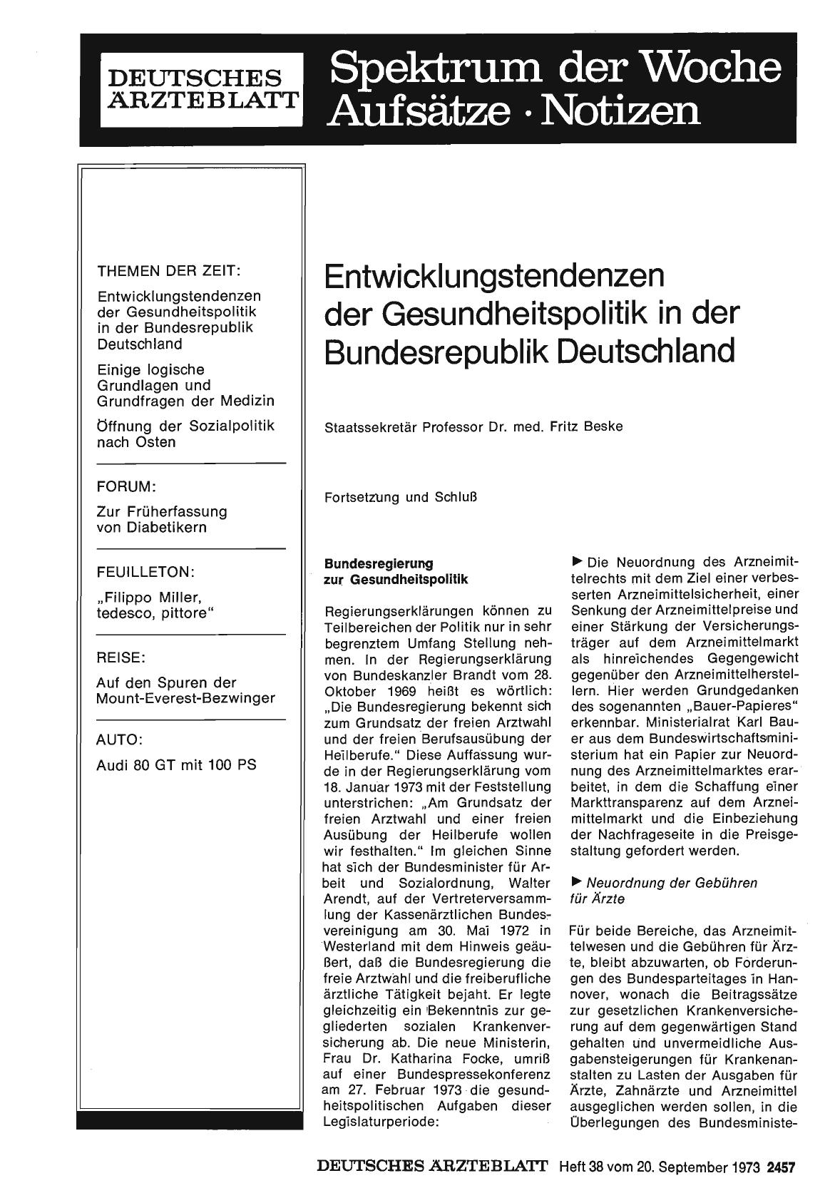Vorschauseite 1: Entwicklungstendenzen der Gesundheitspolitik in der Bundesrepublik Deutschland