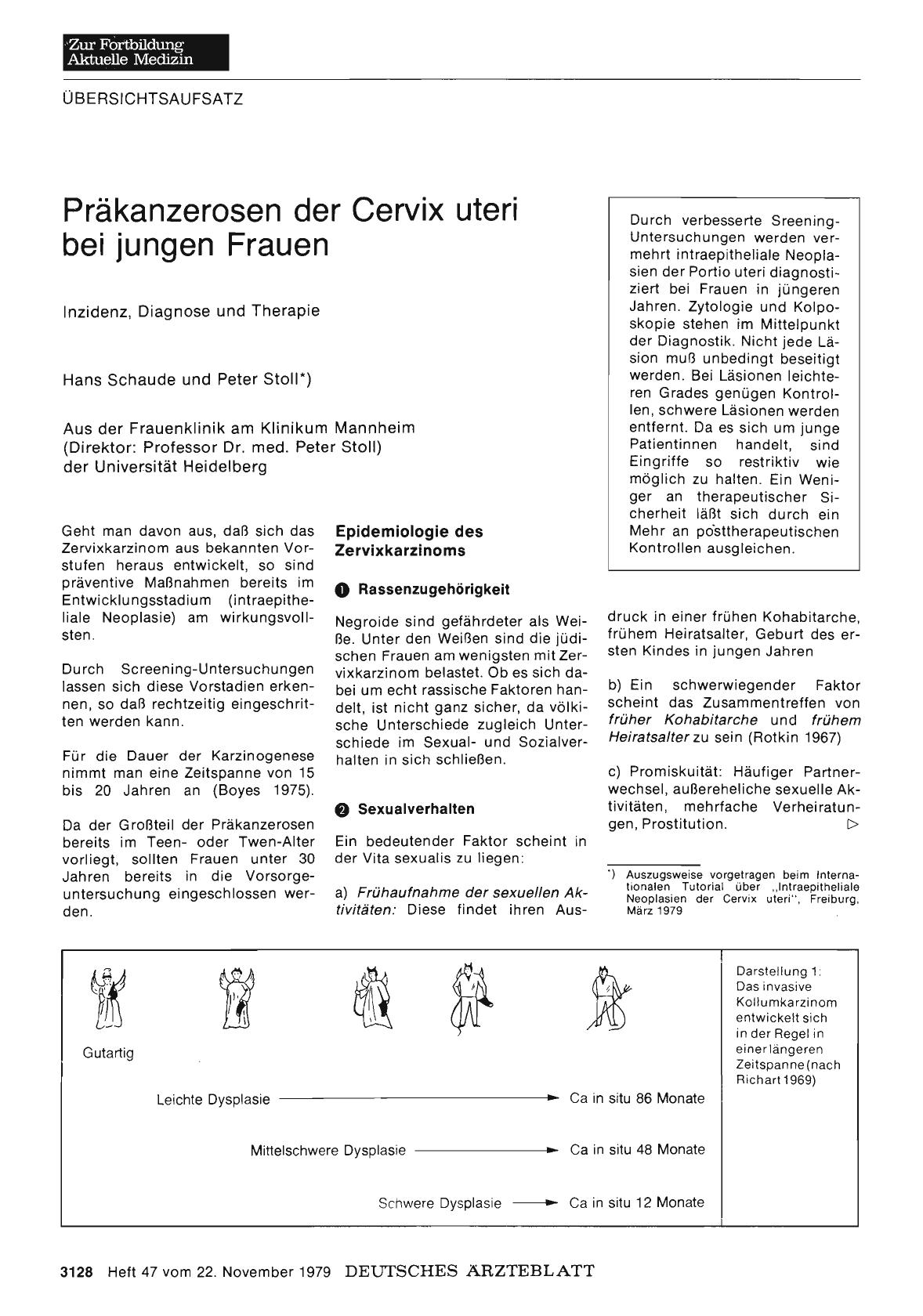 Vorschauseite 1: Präkanzerosen der Cervix uteri bei jungen Frauen: Inzidenz, Diagnose und Therapie