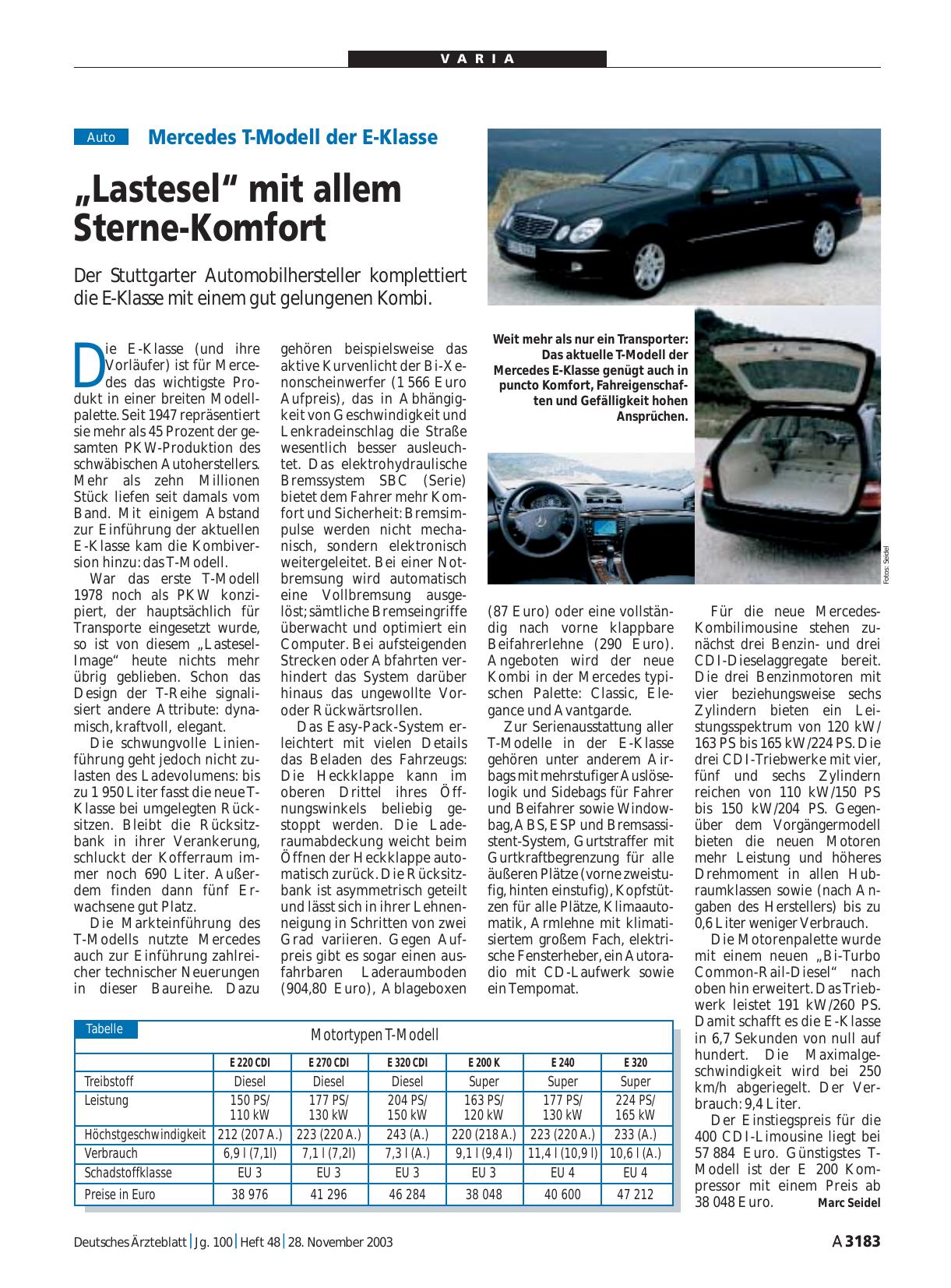 Vorschauseite 1: Mercedes T-Modell der E-Klasse: „Lastesel“ mit allem Sterne-Komfort