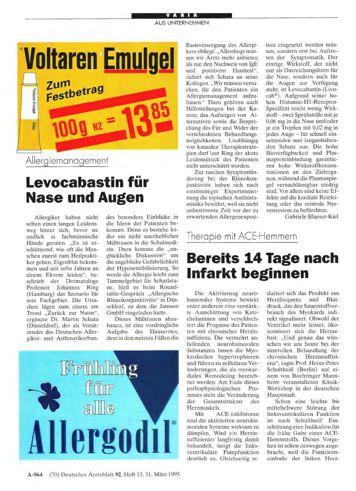 Vorschauseite 1: Therapie mit ACE-Hemmern: Bereits 14 Tage nach Infarkt beginnen