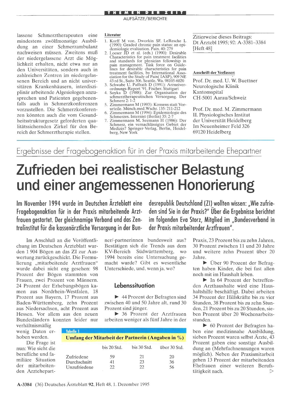 Vorschauseite 1: Ergebnisse der Fragebogenaktion für in der Praxis mitarbeitende Ehepartner: Zufrieden bei realistischer Belastung und einer angemessenen Honorierung