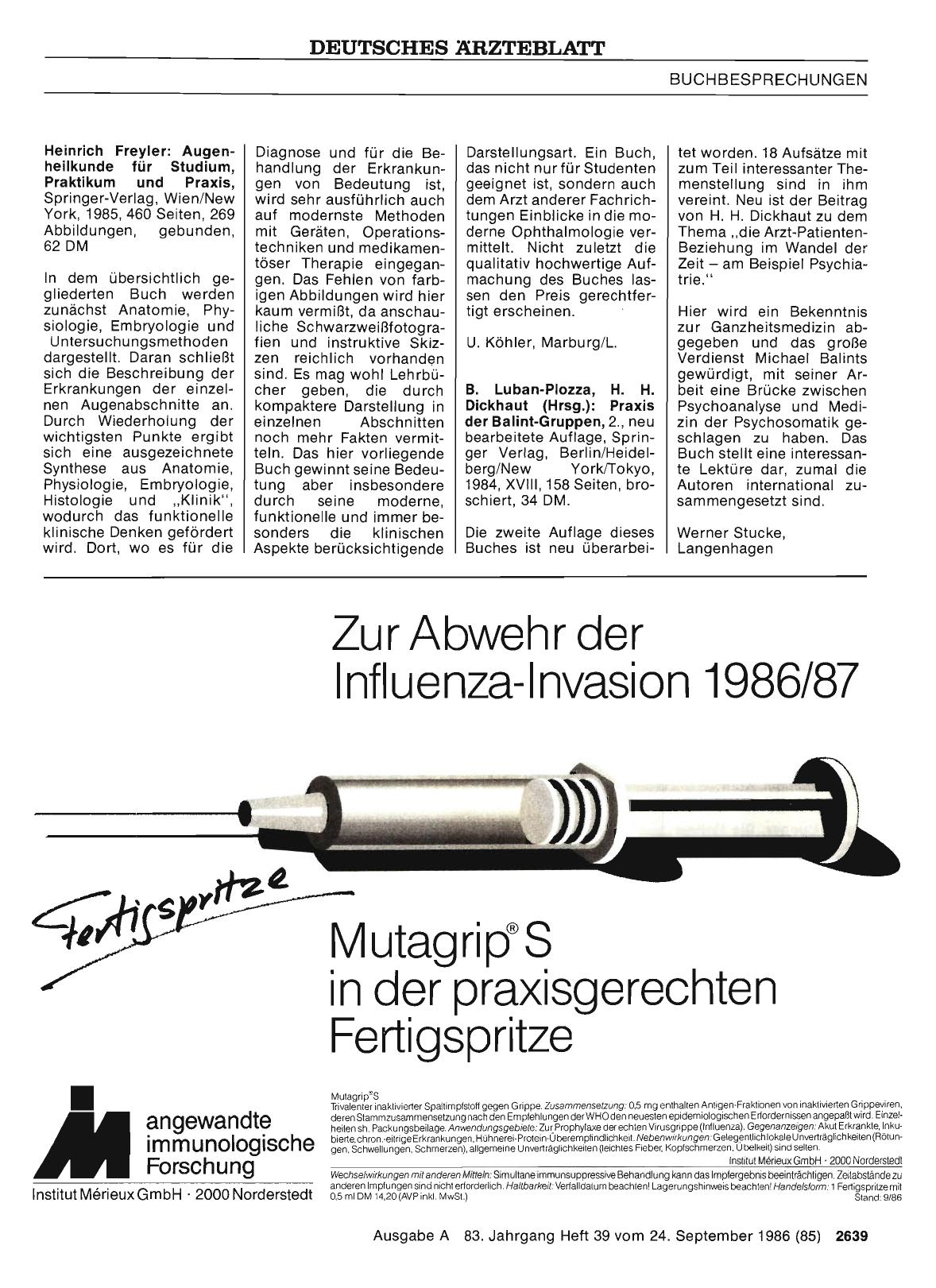 Vorschauseite 1: B. Luban-Plozza, H. H. Dickhaut (Hrsg. ): Praxis der Balint-Gruppen