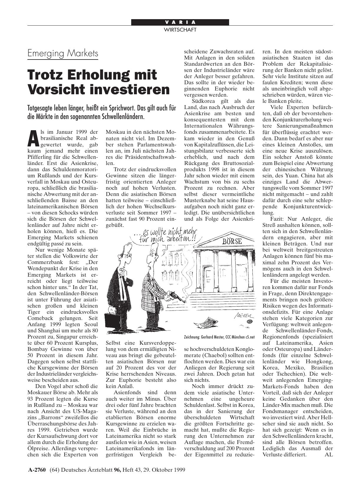 Vorschauseite 1: Emerging Markets: Trotz Erholung mit Vorsicht investieren