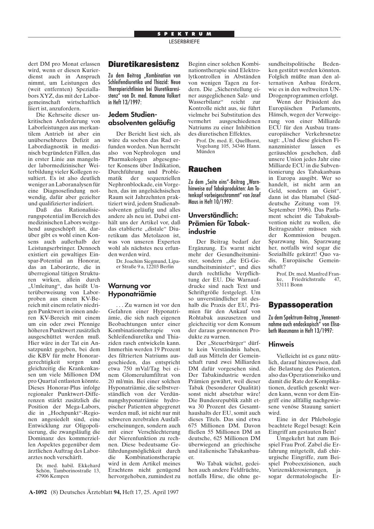 Vorschauseite 1: Rauchen – Unverständlich: Prämien für Tabakindustrie