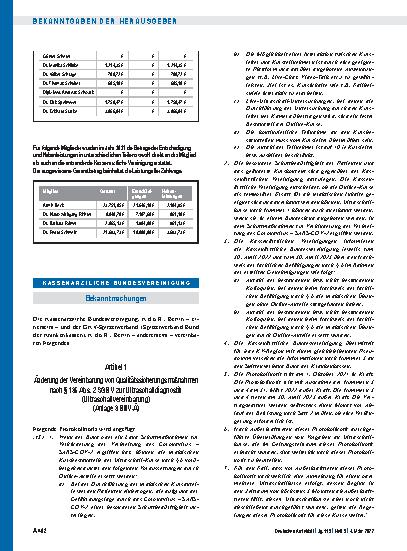 Vorschauseite 1: Änderung der Vereinbarung von Qualitätssicherungsmaßnahmen nach § 135 Abs. 2 SGB V zur Ultraschalldiagnostik