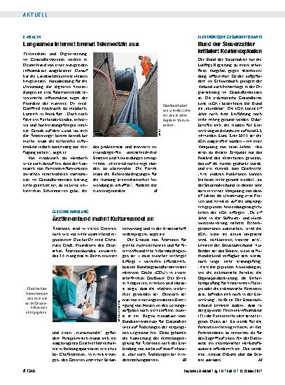 Vorschauseite 1: E-Health: Langsames Internet bremst Telemedizin aus