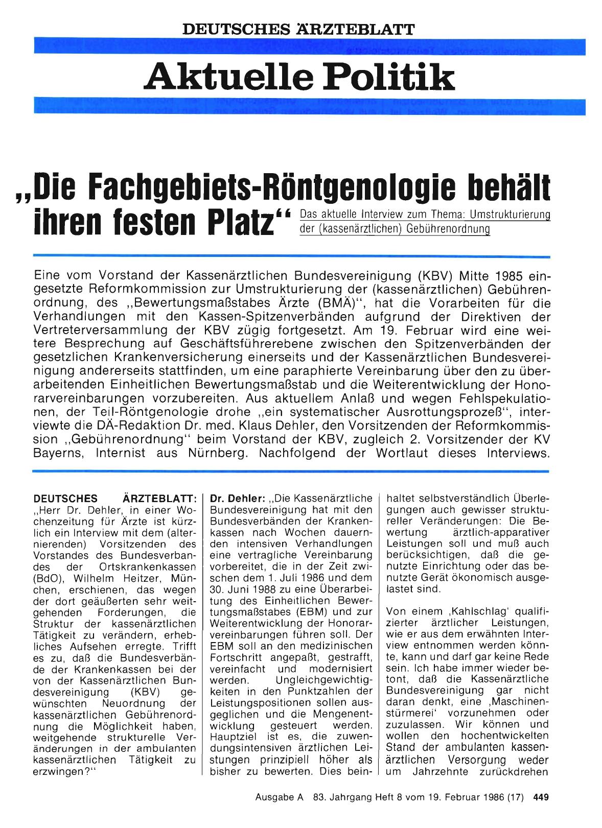 Vorschauseite 1: „Die Fachgebiets-Röntgenologie behält ihren festen Platz„