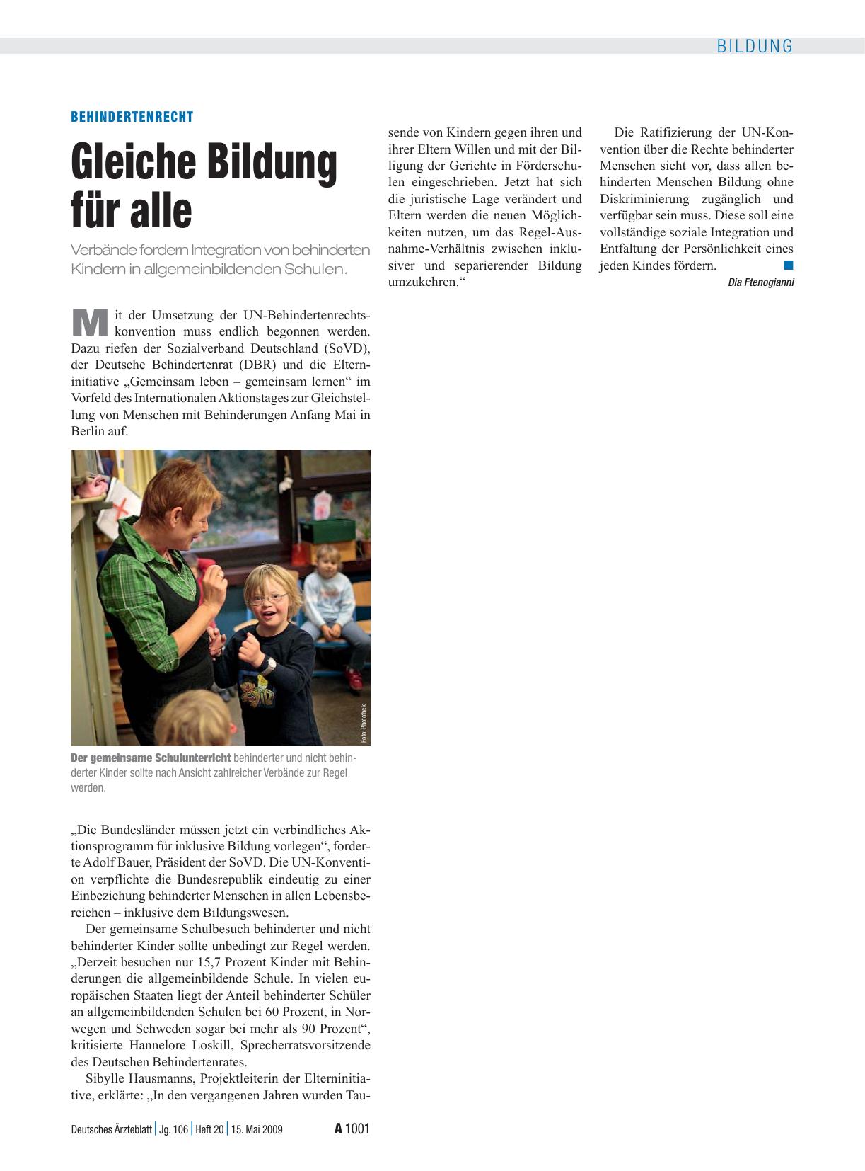 Vorschauseite 1: Behindertenrecht: Gleiche Bildung für alle