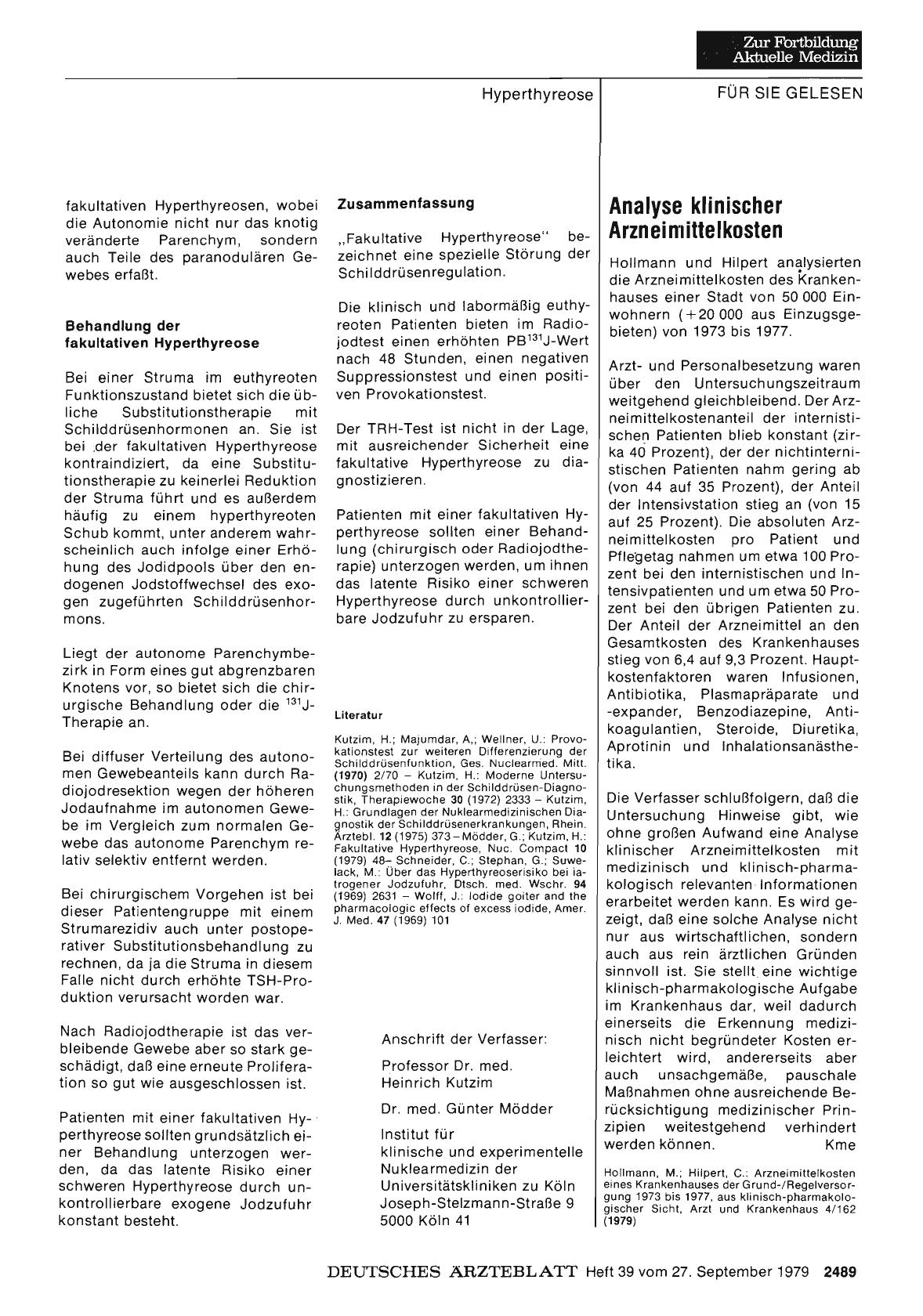 Vorschauseite 1: Analyse klinischer Arzneimittelkosten