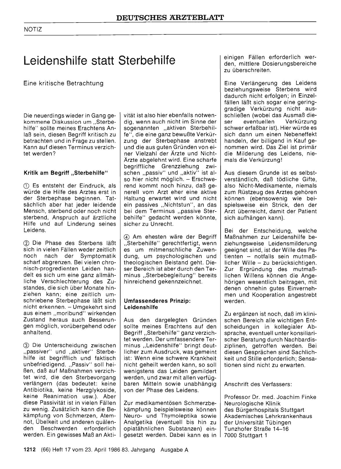Vorschauseite 1: Leidenshilfe statt Sterbehilfe