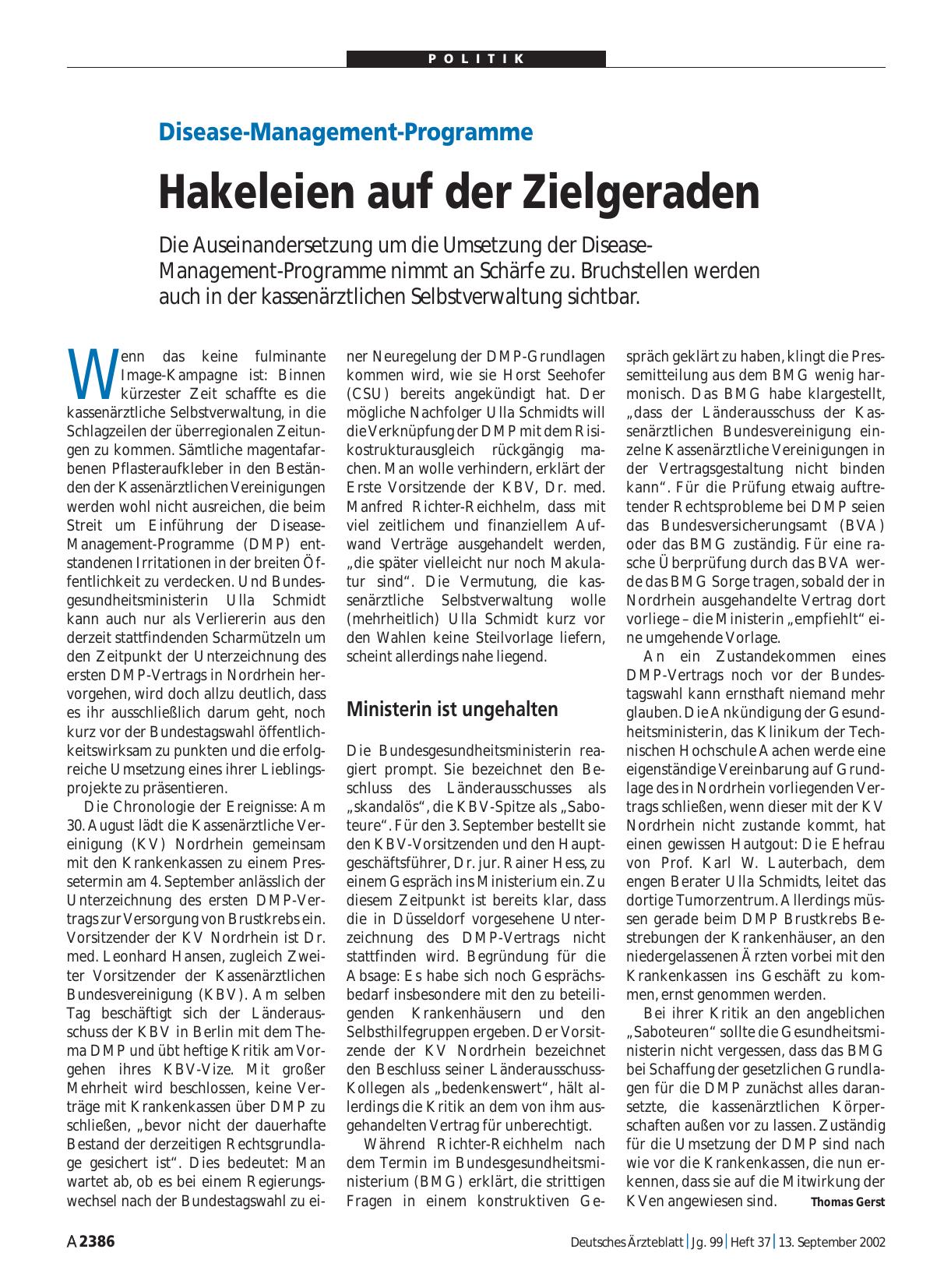Vorschauseite 1: Disease-Management-Programme: Hakeleien auf der Zielgeraden