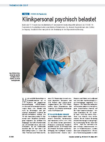 Vorschauseite 1: COVID-19-Pandemie: Klinikpersonal psychisch belastet