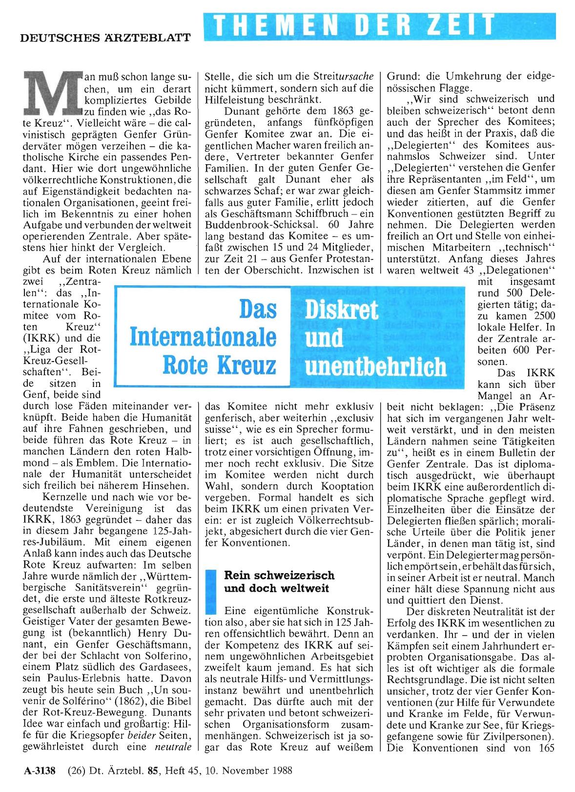 Vorschauseite 1: Das Internationale Rote Kreuz: Diskret und unentbehrlich