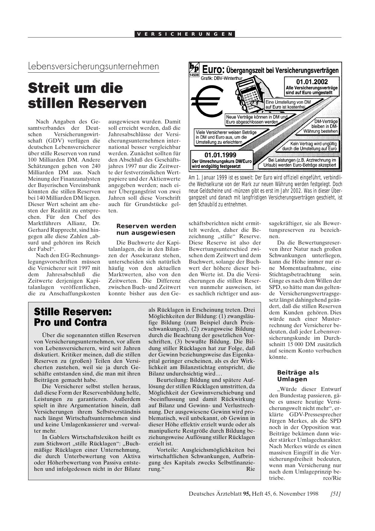 Vorschauseite 1: Lebensversicherungsunternehmen: Streit um die stillen Reserven