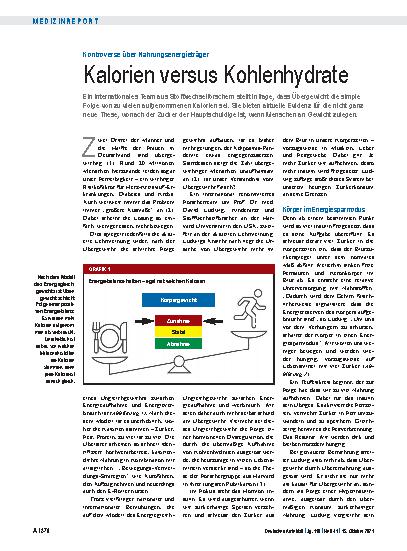 Vorschauseite 1: Kontroverse über Nahrungsenergieträger: Kalorien versus Kohlenhydrate