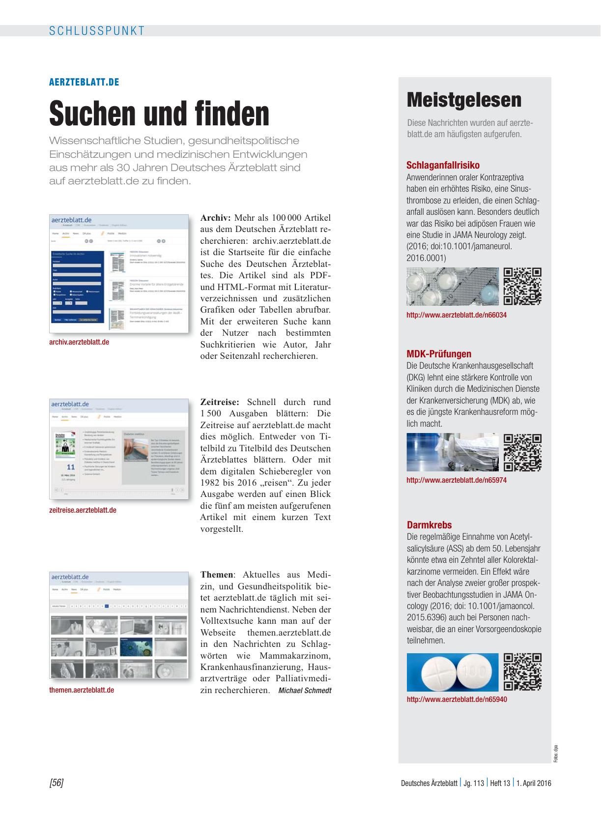 Vorschauseite 1: aerzteblatt.de: Suchen und finden