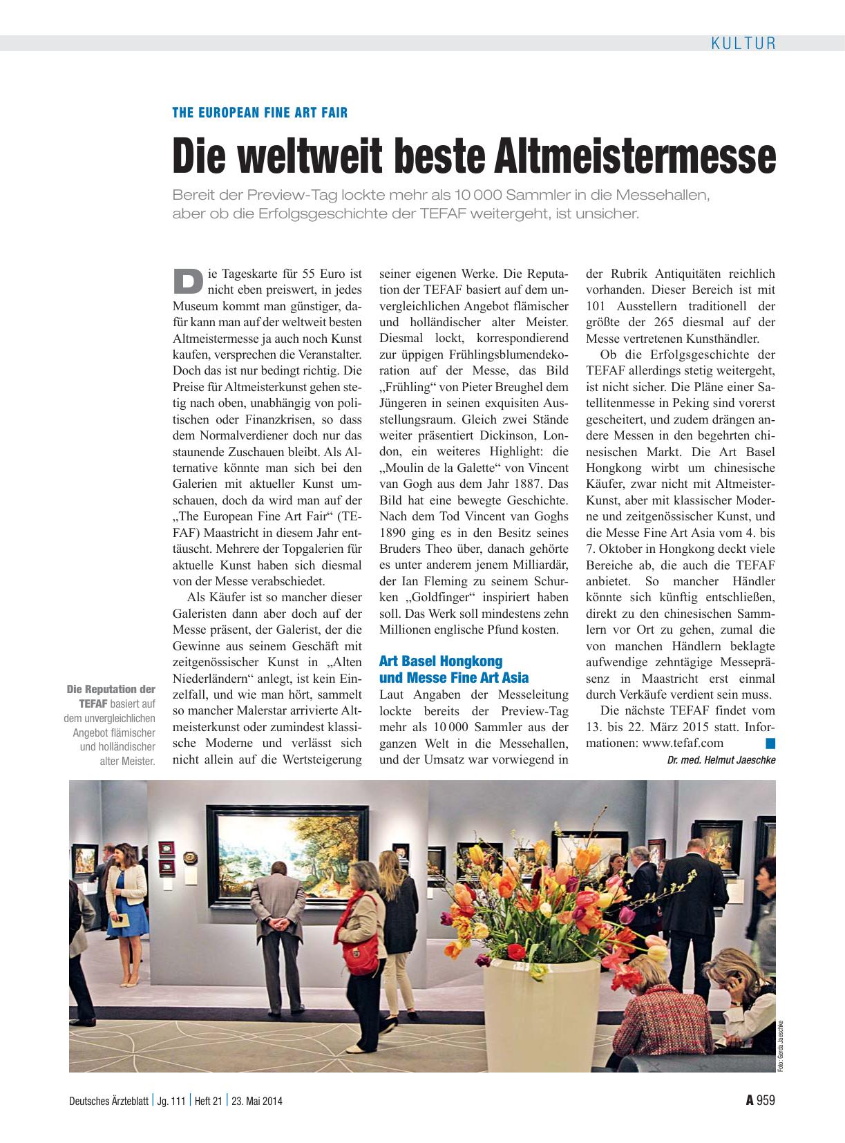 Vorschauseite 1: The European Fine Art Fair: Die weltweit beste Altmeistermesse
