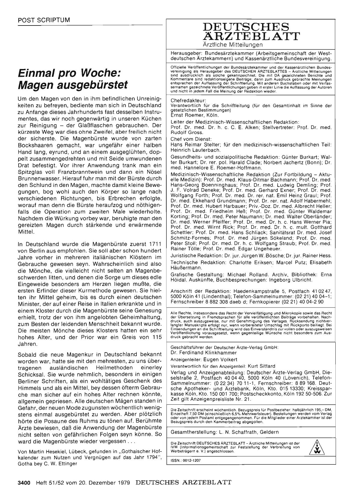 Vorschauseite 1: Einmal pro Woche: Magen ausgebürstet