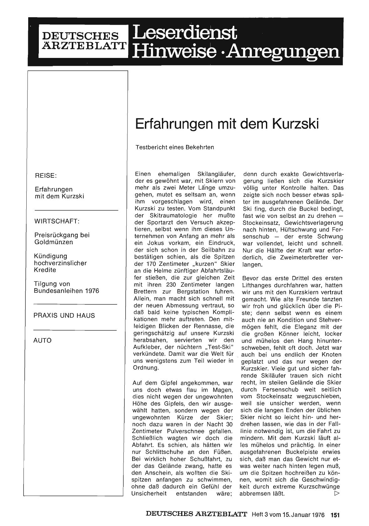Vorschauseite 1: Erfahrungen mit dem Kurzski
