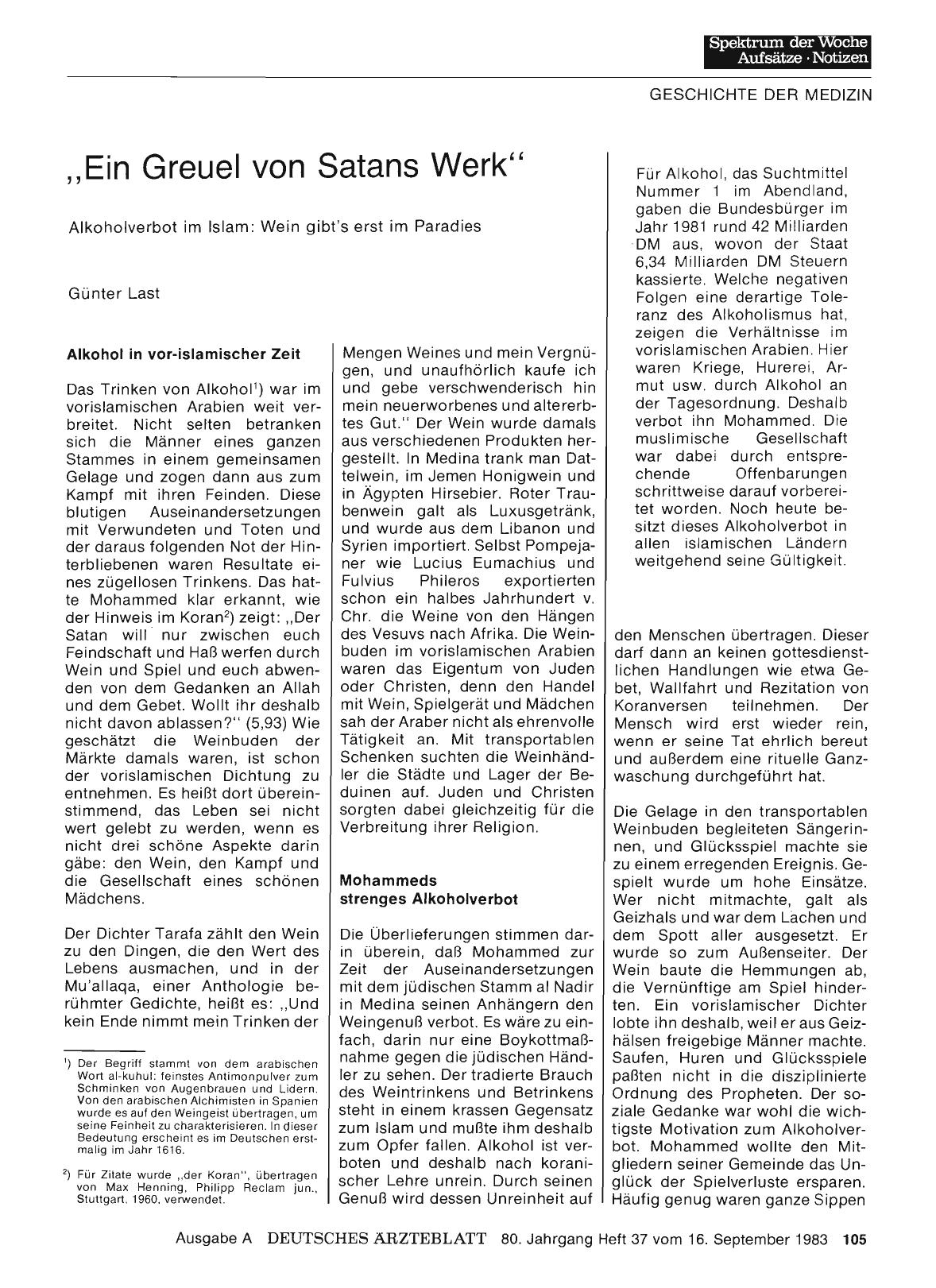 Vorschauseite 1: „Ein Greuel von Satans Werk”: Alkoholverbot im Islam: Wein gibt's erst im Paradies