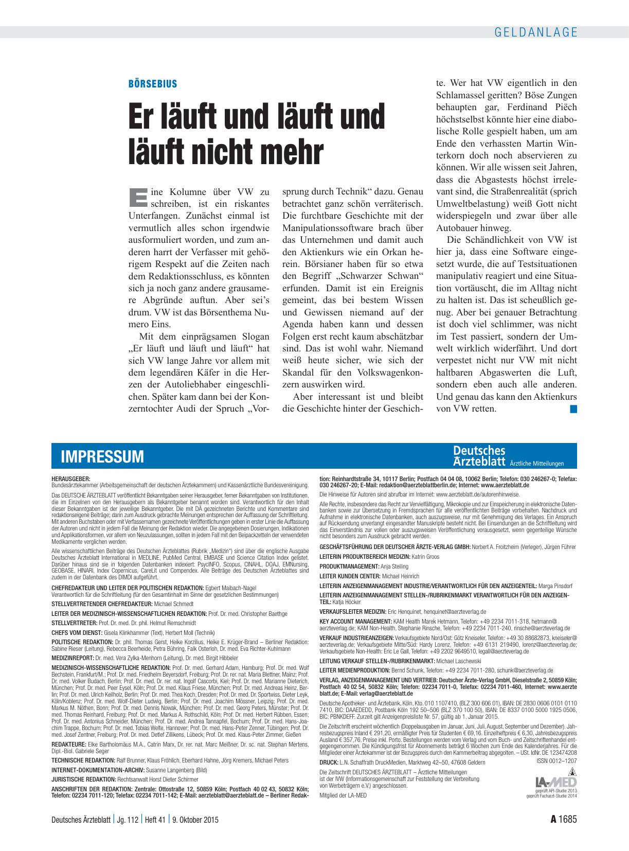 Vorschauseite 1: Börsebius: Er läuft und läuft und läuft nicht mehr