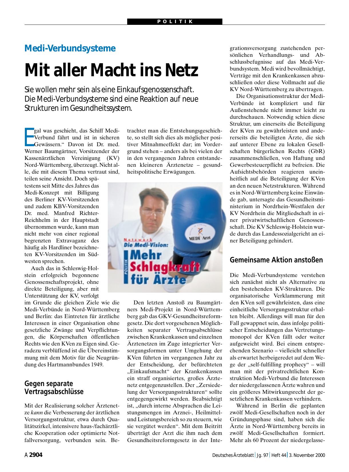 Vorschauseite 1: Medi-Verbundsysteme: Mit aller Macht ins Netz