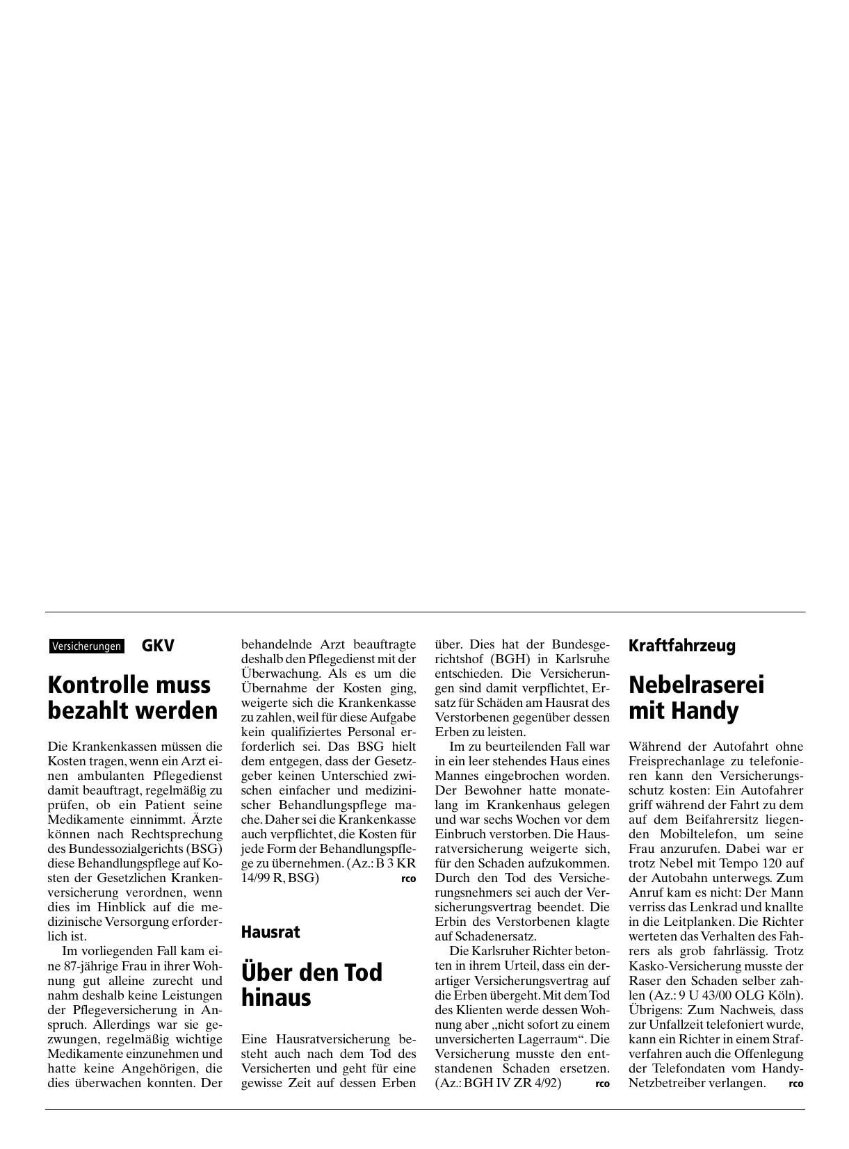 Vorschauseite 1: Kraftfahrzeug: Nebelraserei mit Handy